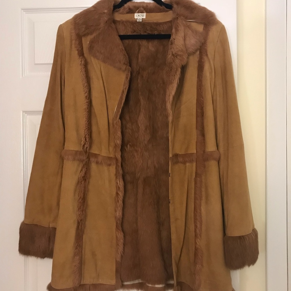 Cache Leather and Rabbit Fur Coat